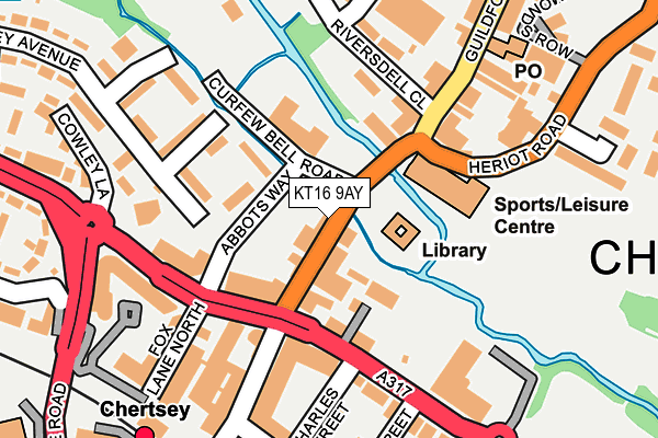 KT16 9AY map - OS OpenMap – Local (Ordnance Survey)