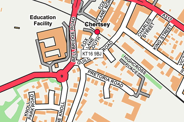 KT16 9BJ map - OS OpenMap – Local (Ordnance Survey)