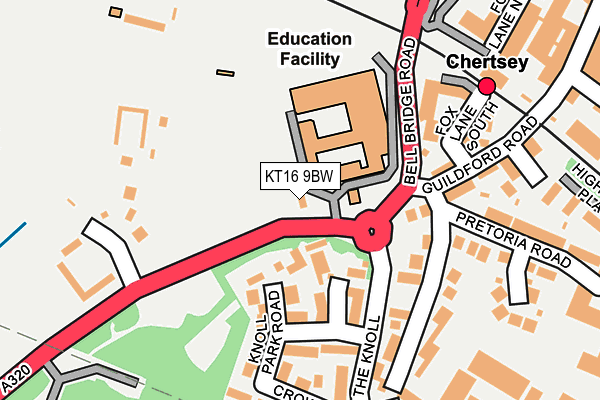 KT16 9BW map - OS OpenMap – Local (Ordnance Survey)