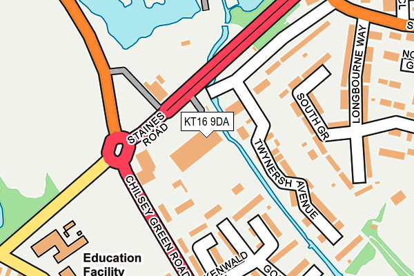 KT16 9DA map - OS OpenMap – Local (Ordnance Survey)