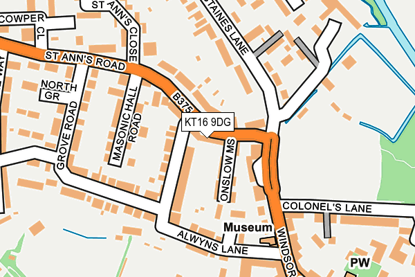 KT16 9DG map - OS OpenMap – Local (Ordnance Survey)