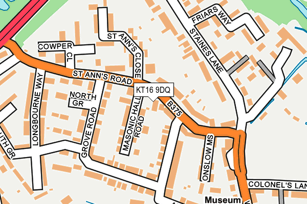KT16 9DQ map - OS OpenMap – Local (Ordnance Survey)