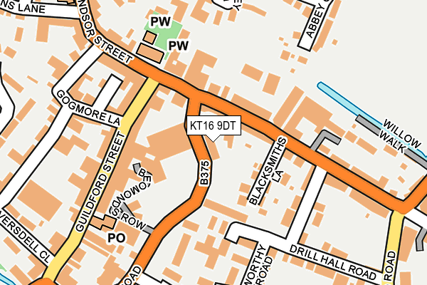 KT16 9DT map - OS OpenMap – Local (Ordnance Survey)