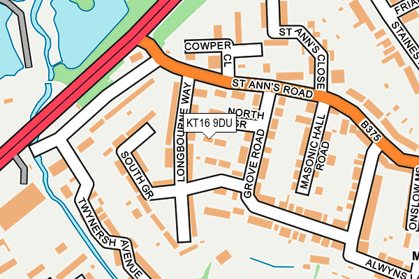KT16 9DU map - OS OpenMap – Local (Ordnance Survey)