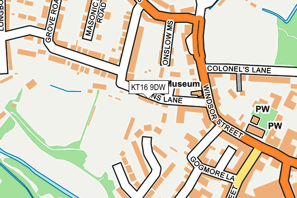 KT16 9DW map - OS OpenMap – Local (Ordnance Survey)