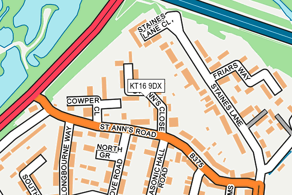 KT16 9DX map - OS OpenMap – Local (Ordnance Survey)