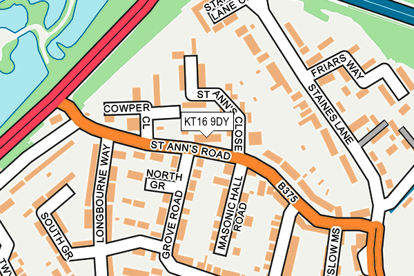 KT16 9DY map - OS OpenMap – Local (Ordnance Survey)