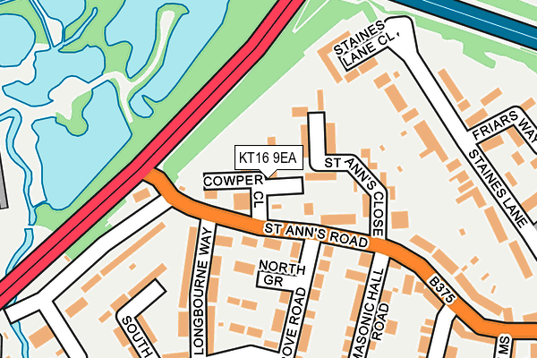 KT16 9EA map - OS OpenMap – Local (Ordnance Survey)