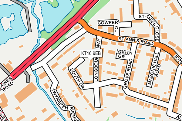 KT16 9EB map - OS OpenMap – Local (Ordnance Survey)