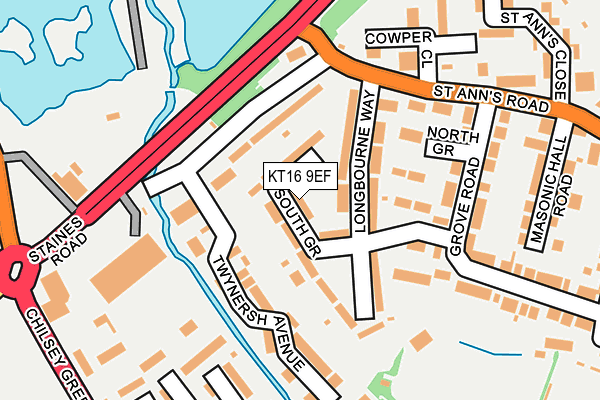KT16 9EF map - OS OpenMap – Local (Ordnance Survey)