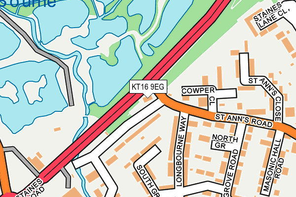 KT16 9EG map - OS OpenMap – Local (Ordnance Survey)