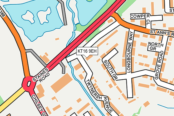 KT16 9EH map - OS OpenMap – Local (Ordnance Survey)