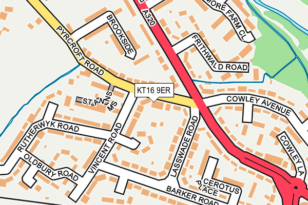 KT16 9ER map - OS OpenMap – Local (Ordnance Survey)