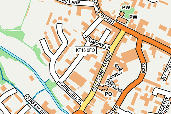 KT16 9FQ map - OS OpenMap – Local (Ordnance Survey)