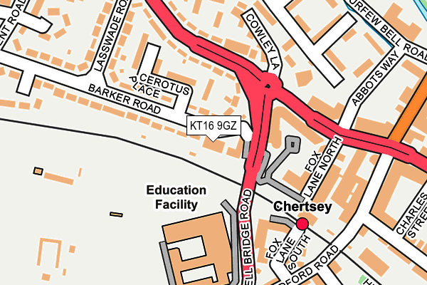 KT16 9GZ map - OS OpenMap – Local (Ordnance Survey)