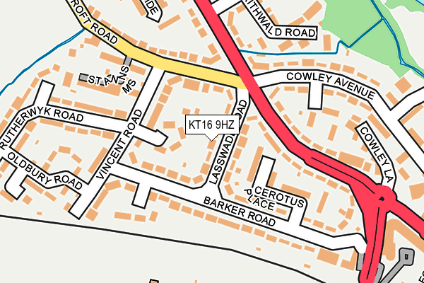 KT16 9HZ map - OS OpenMap – Local (Ordnance Survey)