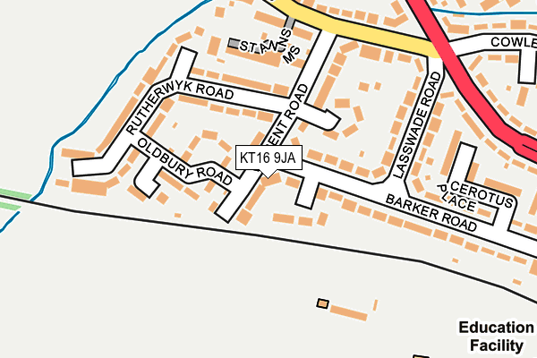 KT16 9JA map - OS OpenMap – Local (Ordnance Survey)
