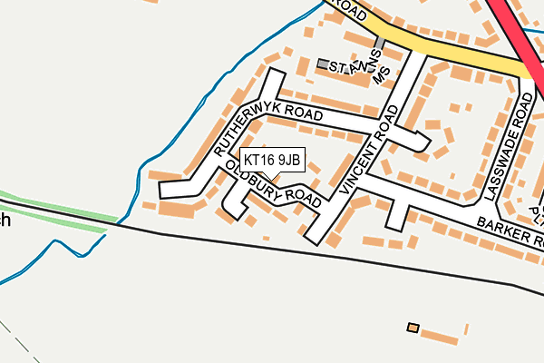KT16 9JB map - OS OpenMap – Local (Ordnance Survey)