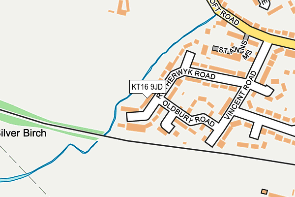 KT16 9JD map - OS OpenMap – Local (Ordnance Survey)