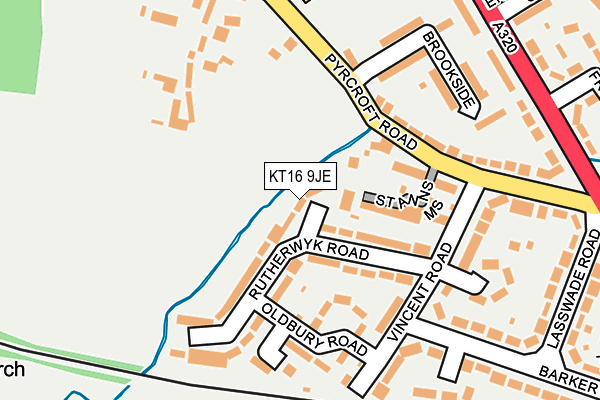 KT16 9JE map - OS OpenMap – Local (Ordnance Survey)