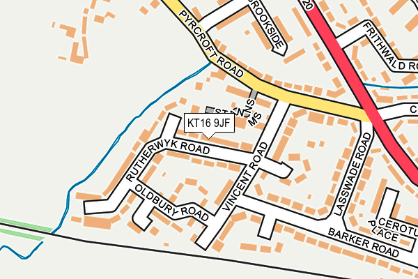 KT16 9JF map - OS OpenMap – Local (Ordnance Survey)