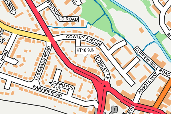 KT16 9JN map - OS OpenMap – Local (Ordnance Survey)