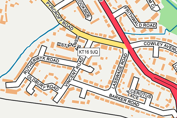 KT16 9JQ map - OS OpenMap – Local (Ordnance Survey)