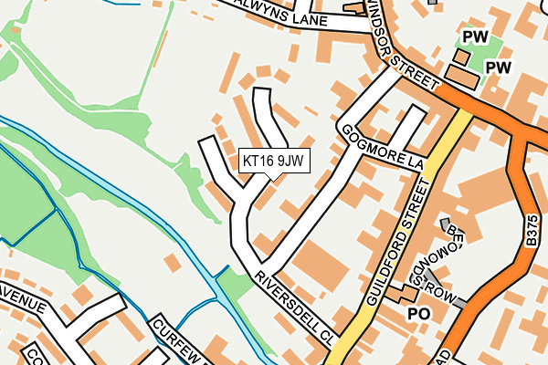 KT16 9JW map - OS OpenMap – Local (Ordnance Survey)