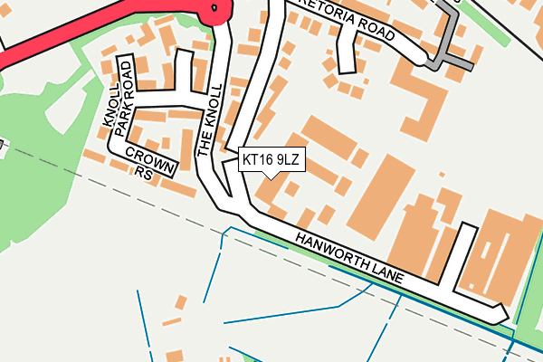KT16 9LZ map - OS OpenMap – Local (Ordnance Survey)