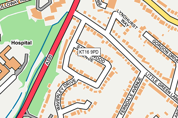 KT16 9PD map - OS OpenMap – Local (Ordnance Survey)