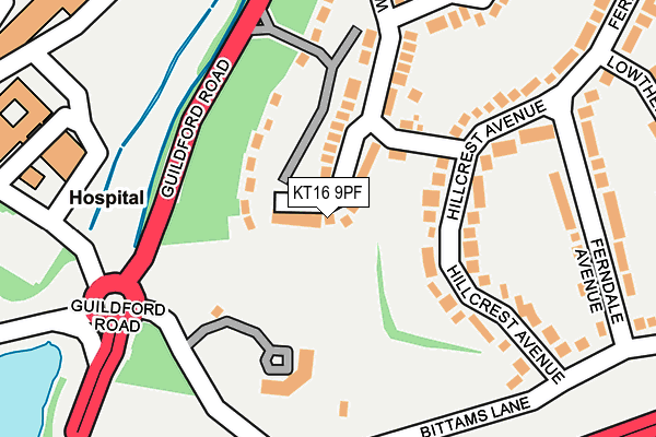 KT16 9PF map - OS OpenMap – Local (Ordnance Survey)