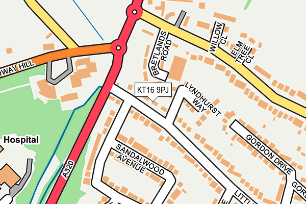 KT16 9PJ map - OS OpenMap – Local (Ordnance Survey)