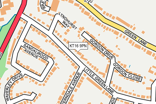 KT16 9PN map - OS OpenMap – Local (Ordnance Survey)