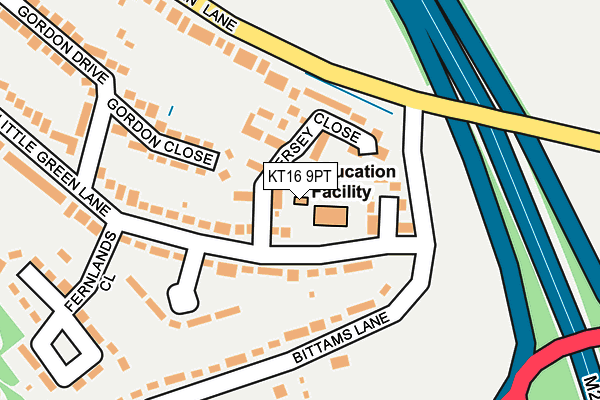 KT16 9PT map - OS OpenMap – Local (Ordnance Survey)