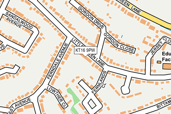 KT16 9PW map - OS OpenMap – Local (Ordnance Survey)