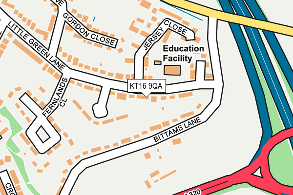 KT16 9QA map - OS OpenMap – Local (Ordnance Survey)