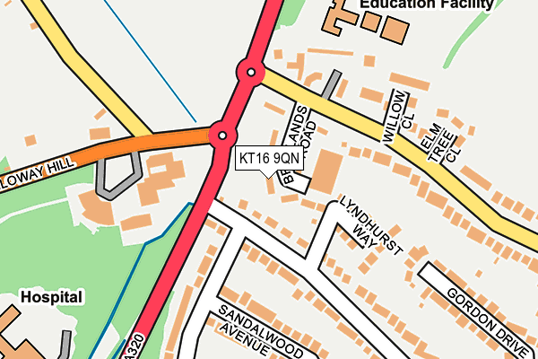 KT16 9QN map - OS OpenMap – Local (Ordnance Survey)