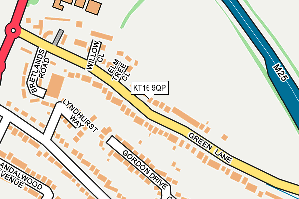 KT16 9QP map - OS OpenMap – Local (Ordnance Survey)