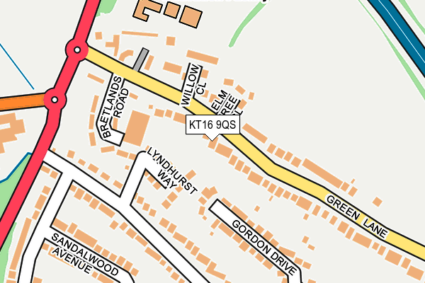 KT16 9QS map - OS OpenMap – Local (Ordnance Survey)