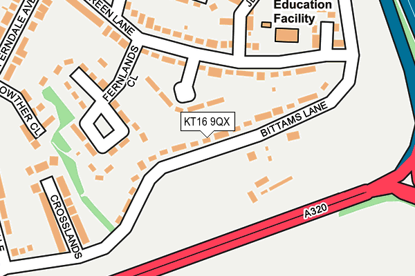 KT16 9QX map - OS OpenMap – Local (Ordnance Survey)