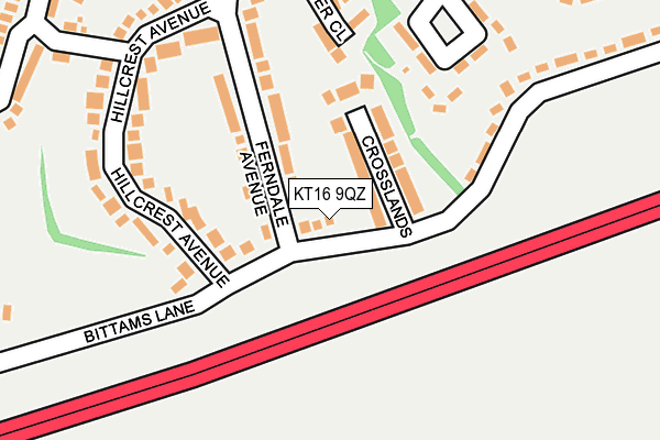KT16 9QZ map - OS OpenMap – Local (Ordnance Survey)