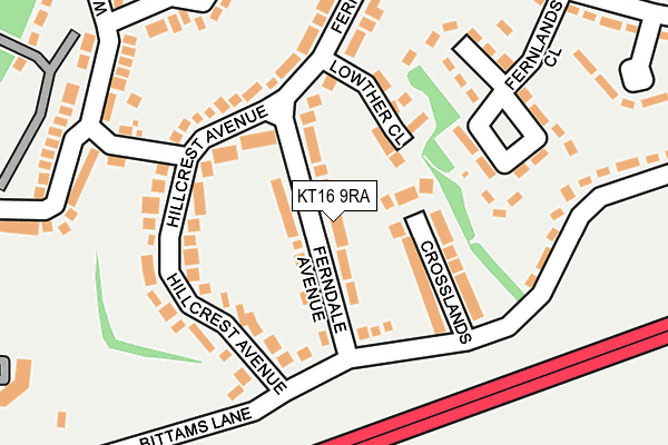 KT16 9RA map - OS OpenMap – Local (Ordnance Survey)
