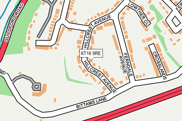 KT16 9RE map - OS OpenMap – Local (Ordnance Survey)
