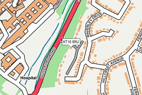 KT16 9RU map - OS OpenMap – Local (Ordnance Survey)