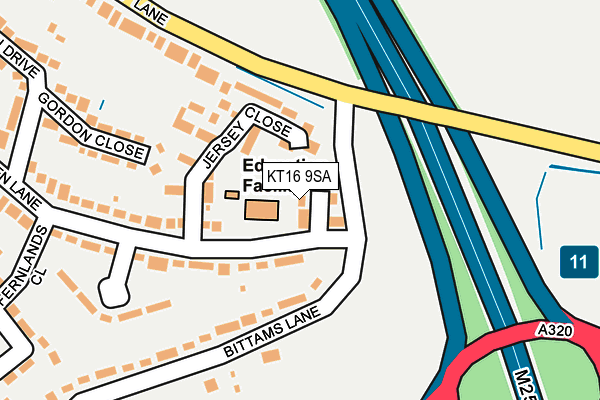 KT16 9SA map - OS OpenMap – Local (Ordnance Survey)