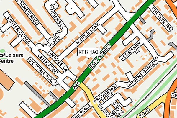 KT17 1AQ map - OS OpenMap – Local (Ordnance Survey)