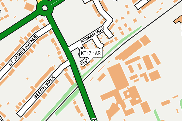 KT17 1AR map - OS OpenMap – Local (Ordnance Survey)