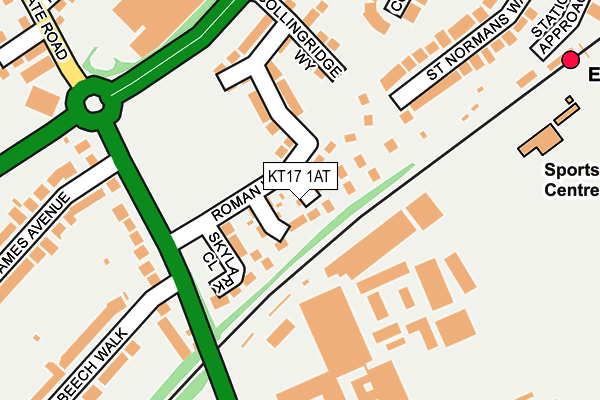 KT17 1AT map - OS OpenMap – Local (Ordnance Survey)