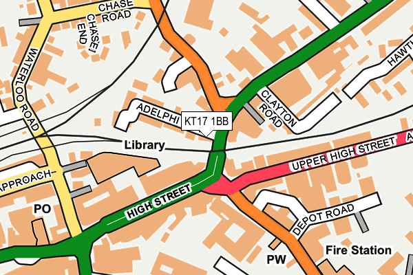 KT17 1BB map - OS OpenMap – Local (Ordnance Survey)