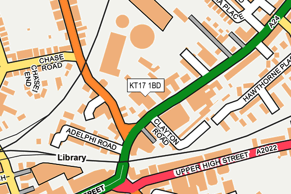 KT17 1BD map - OS OpenMap – Local (Ordnance Survey)